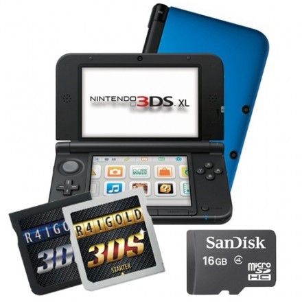 Nintendo 3DS XL + R4i Gold 3DS + 16GB microSD